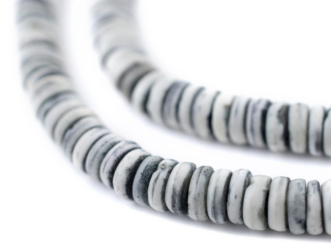 The Bead Chest 6mm Light Grey Bone Button Beads: Nepal Flat Round Disk Heishi Beads for DIY Necklace Jewelry Making